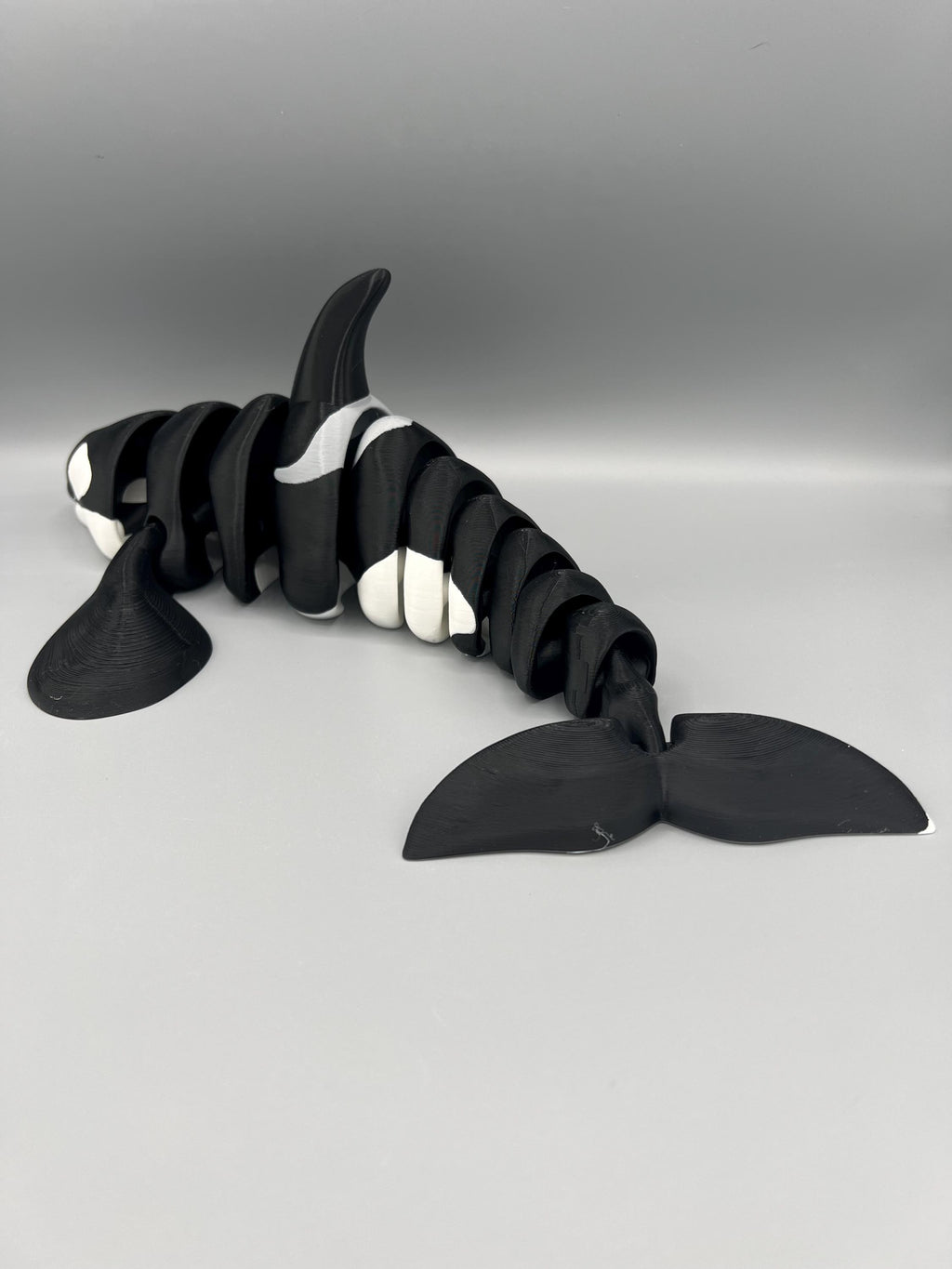 3D Printed Flexi Orca Whale: Articulated Fidget Toy, Custom Colors