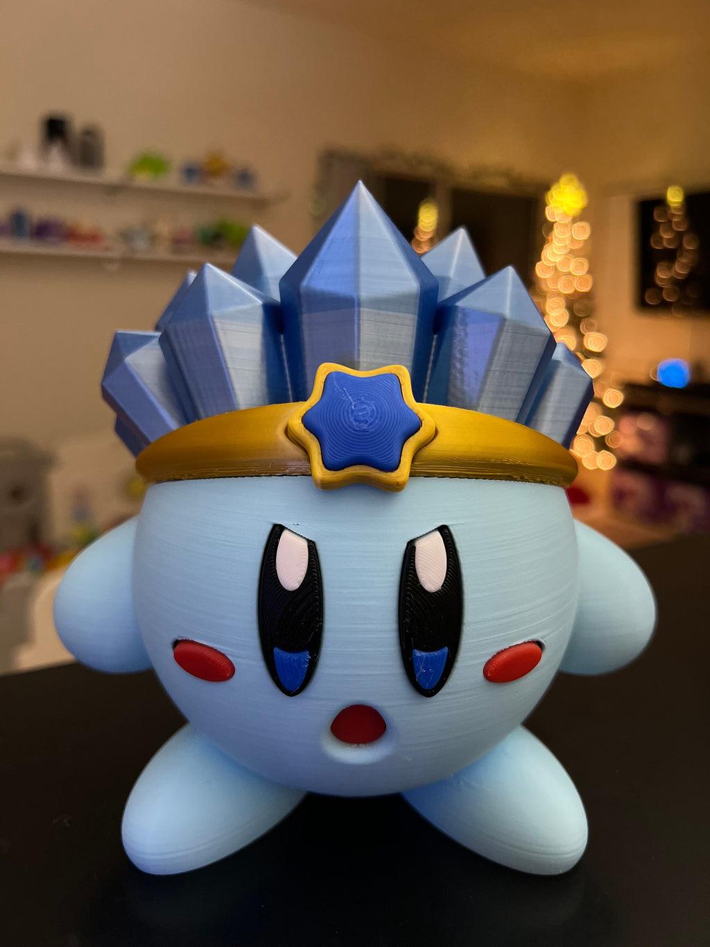 Ice Kirby 3D Figurine: Blue Kirby Fan Art Decor