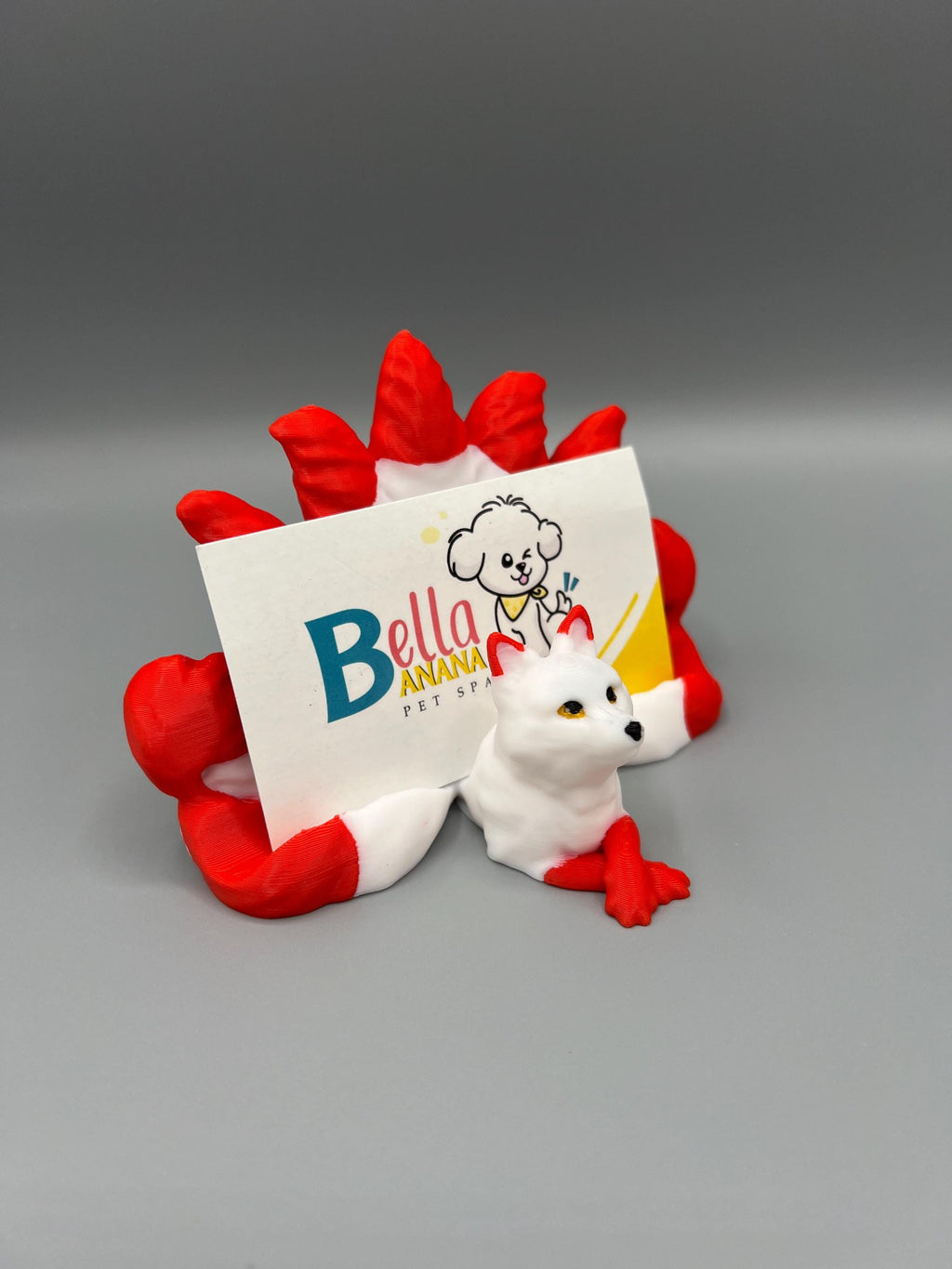 3D Printed Kitsune Fox Business Card Holder: Japanese Desk Decor