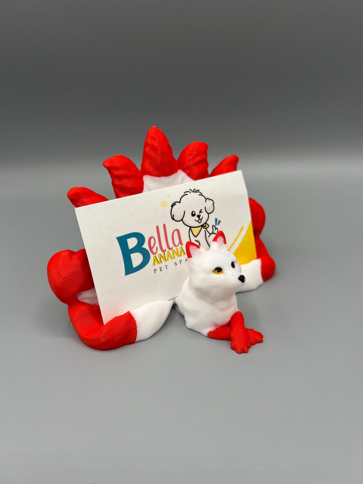3D Printed Kitsune Fox Business Card Holder: Japanese Desk Decor