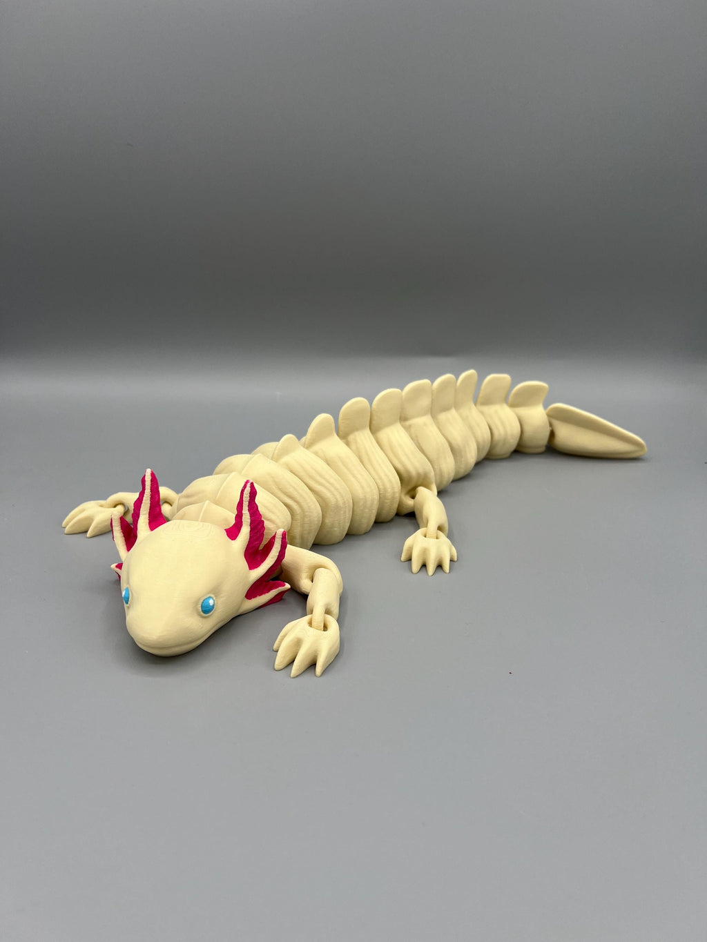 3D Printed Articulating Axolotl Toy: Albino Style Fidget