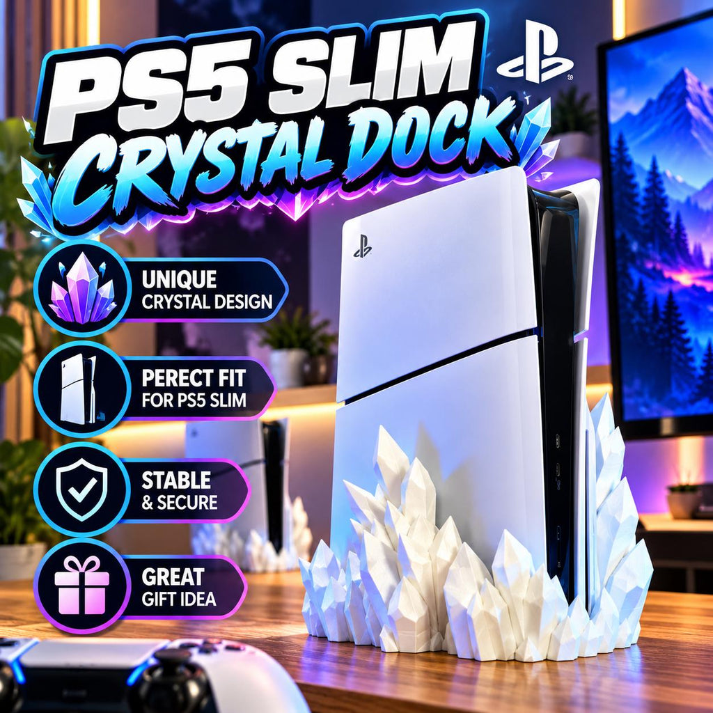 PS5 Slim Crystal Dock Station | 3D Printed Gaming Console Stand
