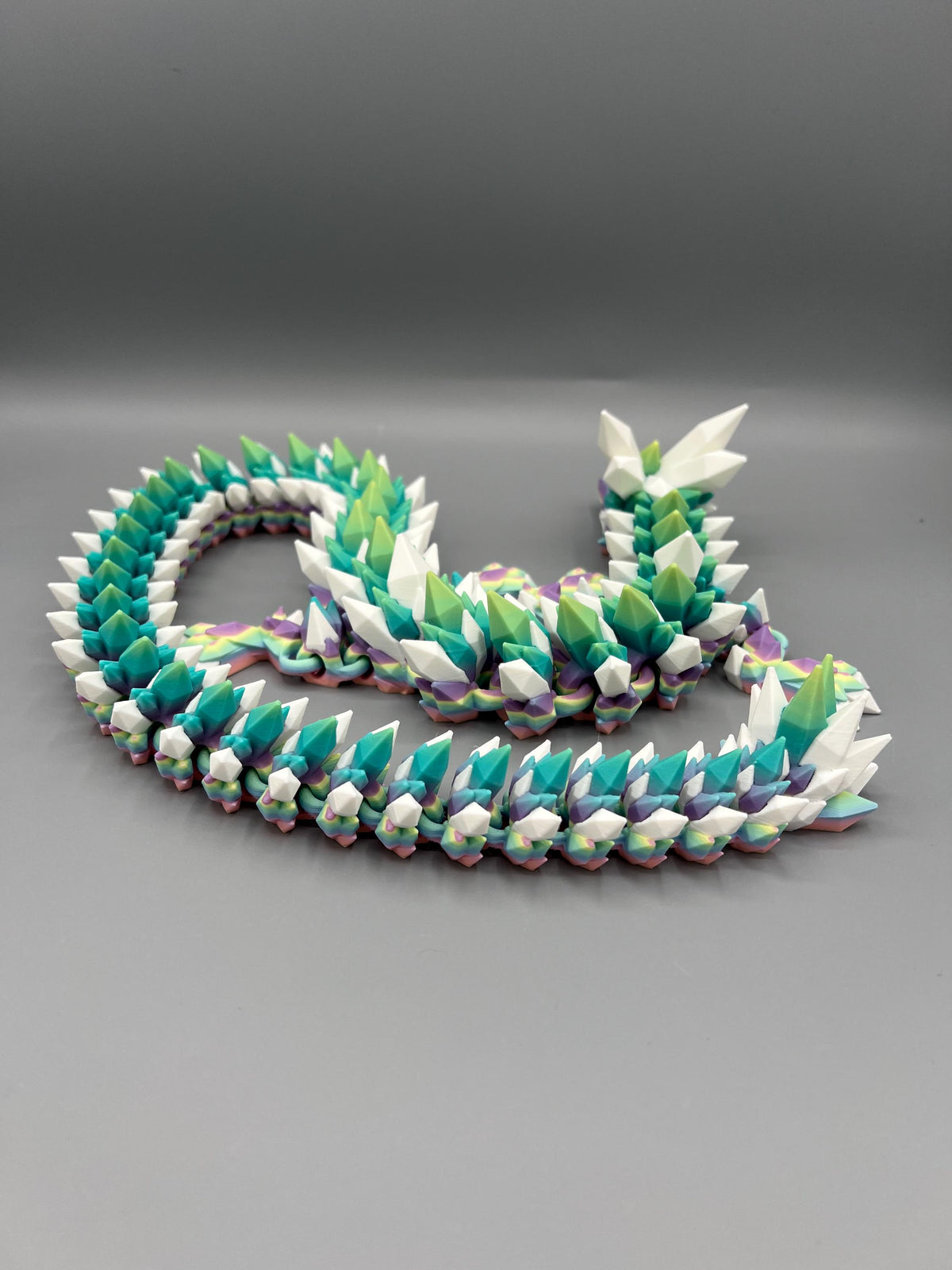 3D Printed Articulated Crystal Dragon: Rainbow Fidget Desk Toy