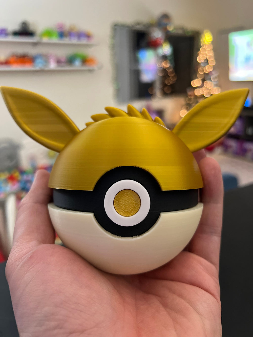 Eevee Pokeball: Golden Fox, 3D Printed Anime Decor