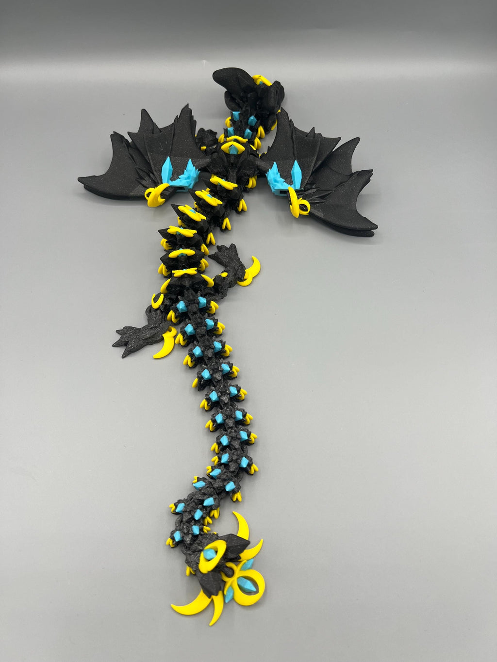 Articulating Nightwing Dragon: 3D Printed Galaxy Black Fantasy Figurine