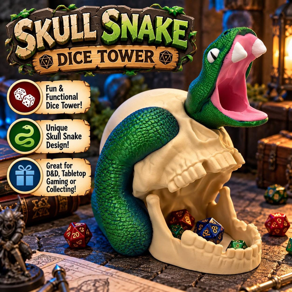 Skull Snake Dice Tower: 3D Printed DnD Tabletop Gaming