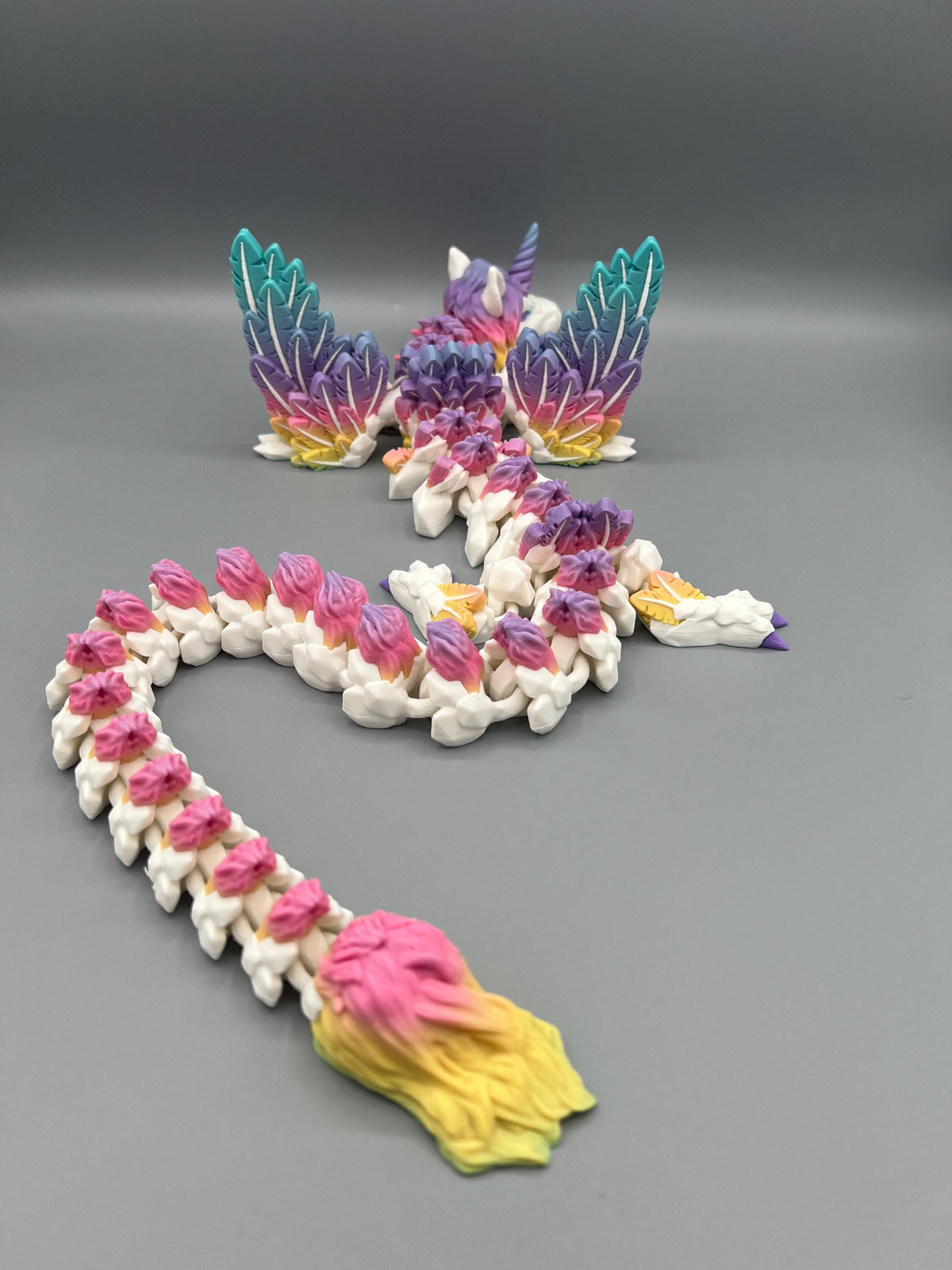 3D Printed Articulating Alicorn Dragon: Rainbow Unicorn Pegasus Fidget Toy