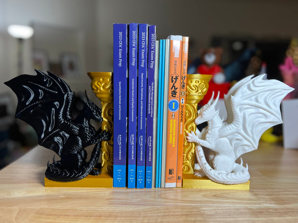 3D Printed Dragon Bookends: Medieval Book Storage