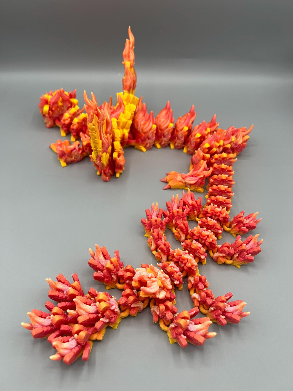 Articulating Phoenix Dragon | 23" Flexi Fidget Toy, Sunrise Gradient PLA, Poseable Fantasy Collectible