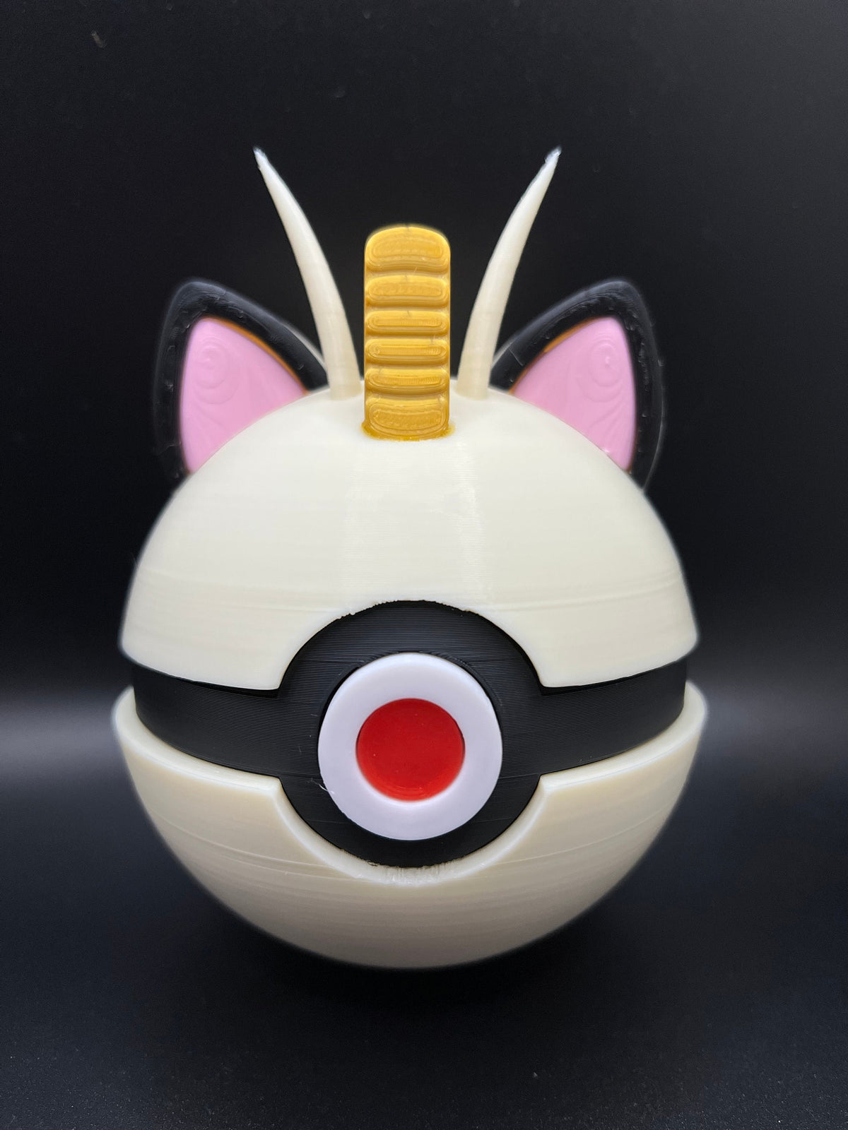 Meowth Pokeball: 3D Printed Cat Ball Figurine