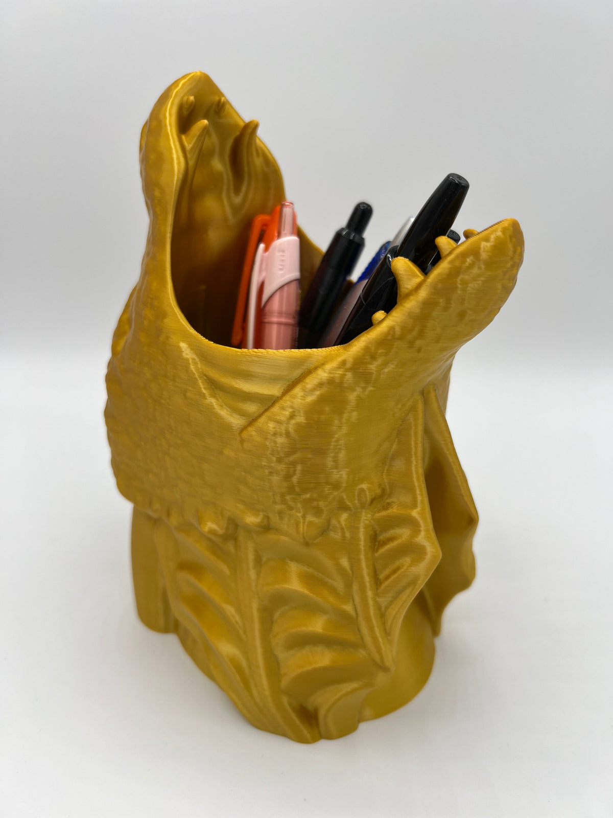 3D Printed Dragon Head Pen Holder: Medieval Desk Organizer