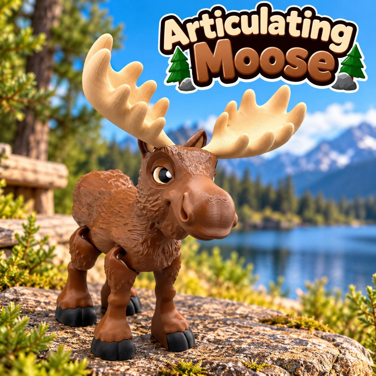 3D Printed Articulating Moose Fidget Toy: Poseable Animal Figurine