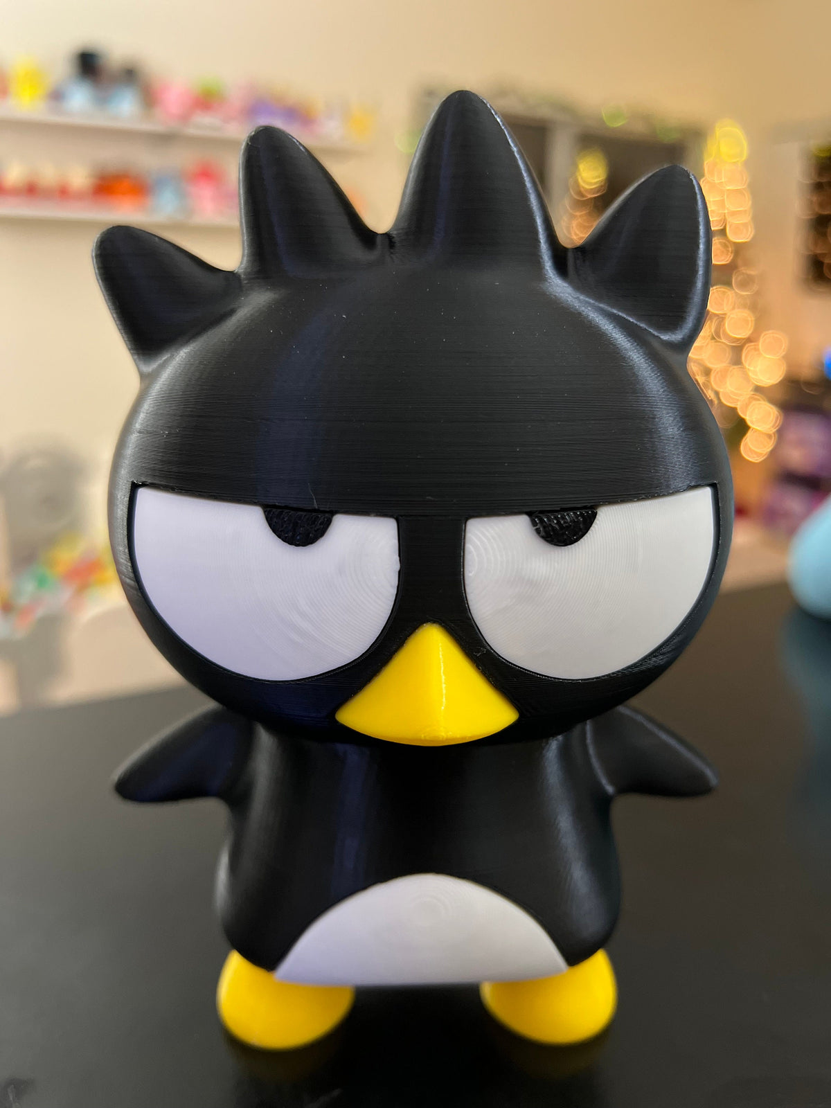 3D Printed Black Penguin Figurine: Unamused Desk Decor