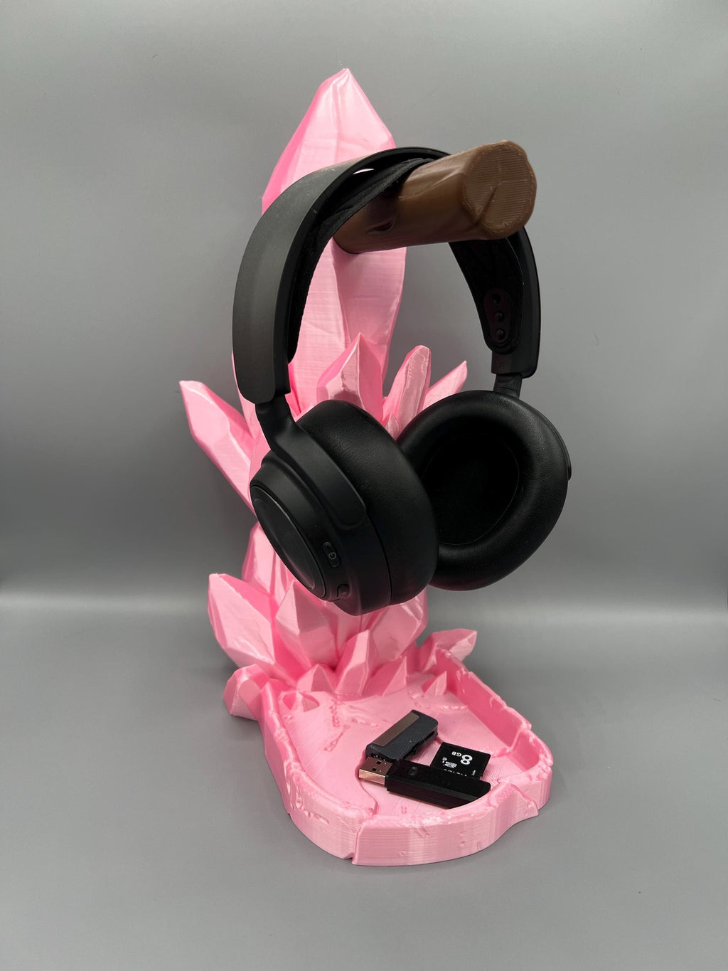 3D Printed Crystal Headphone Stand: Gaming Headset Holder & Desk Organizer