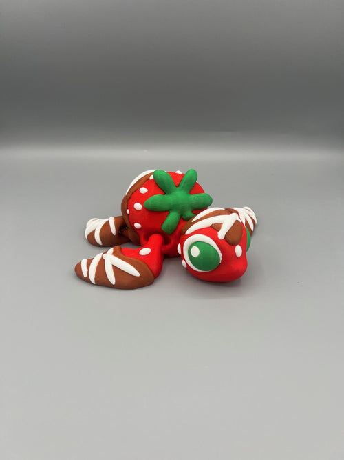 3D Printed Articulating Chocolate Strawberry Turtle | Flexible Sensory Fidget Toy