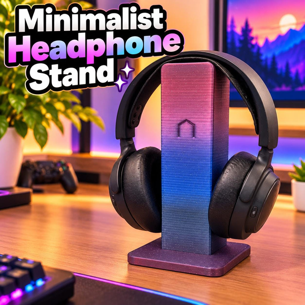 3D Printed Headphone Stand | Minimalist Desk Gaming Accessory, Starry Sky Gradient (Custom Colors)
