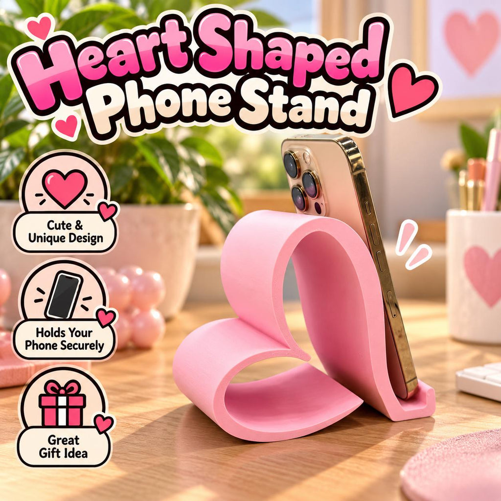 Heart Shaped Phone Stand | 3D Printed Desk Accessory, Modern Holder