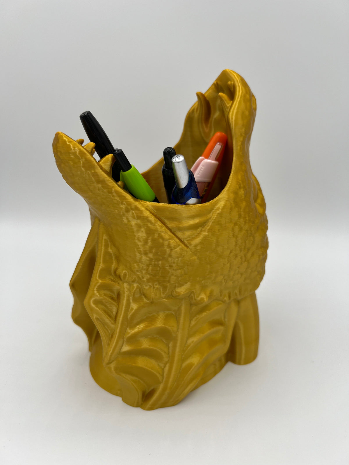 3D Printed Dragon Head Pen Holder: Medieval Desk Organizer