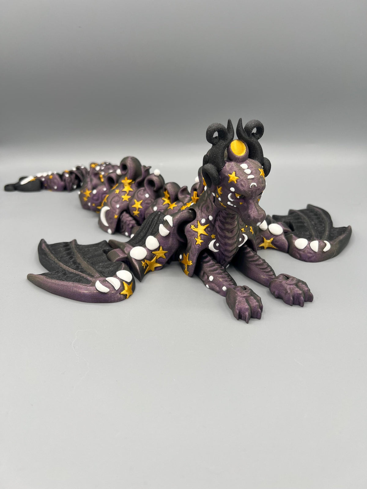3D Printed Galaxy Dragon Fidget Toy: Articulated Lunar Figurine