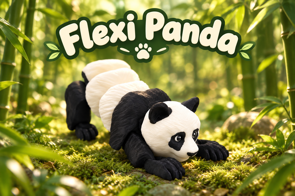 3D Printed Flexi Panda Bear Poseable Fidget Toy hero image
