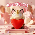 3D printed Heartful Cat holding a red heart on a pink Valentine's Day background