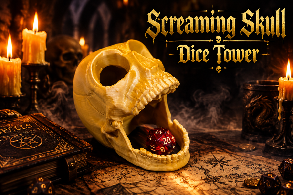 Screaming Skull Dice Tower 3D Printed DnD Gaming hero image
