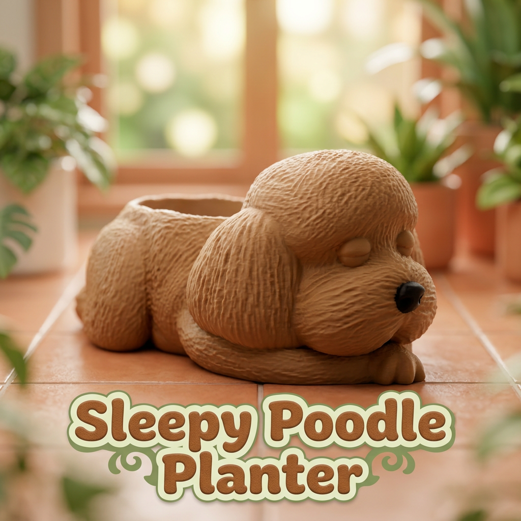 Sleepy Poodle Planter Hero