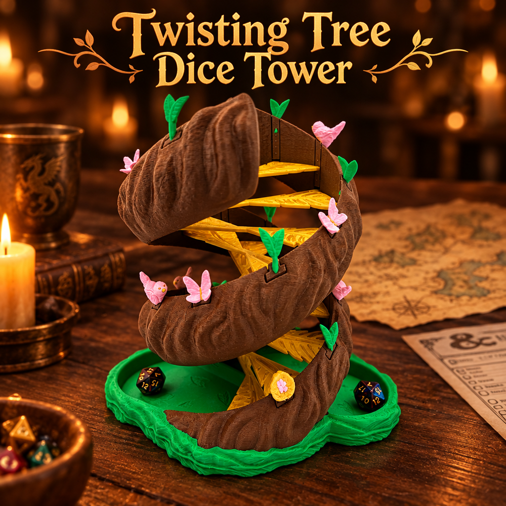 Twisting Tree Dice Tower - With Title